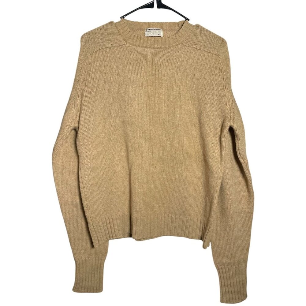 Vintage Sears Men’s Sportswear Wool Blend Sweater XL Tan 70s 80s Crewneck Pullov